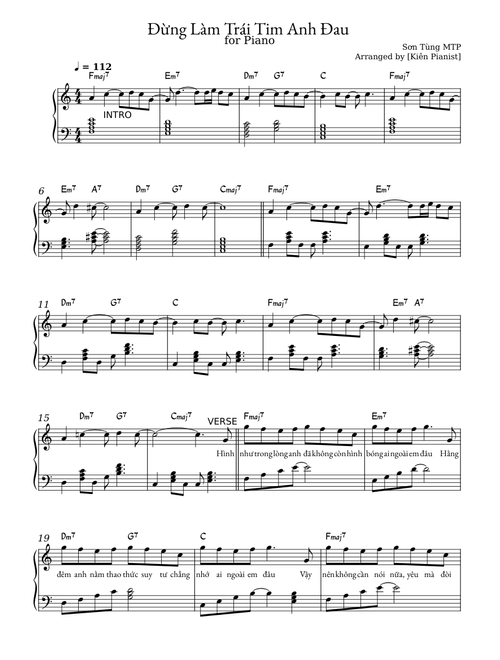 Đừng Làm Trái Tim Anh Đau Piano Cover