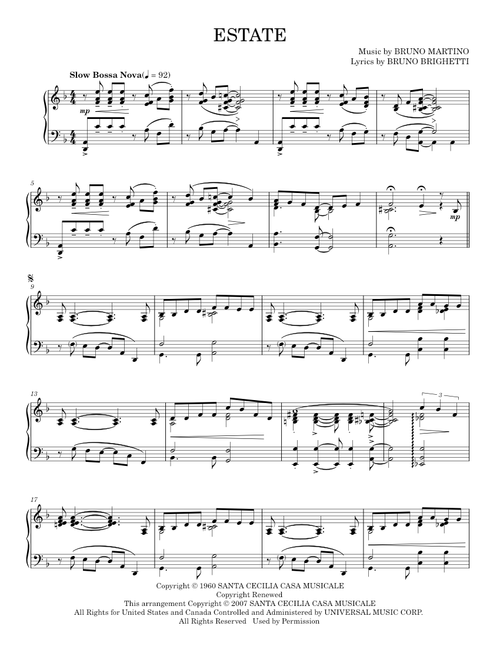 Estate - Bruno Martino (Piano Solo)