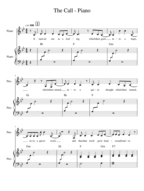 The Call - Piano
