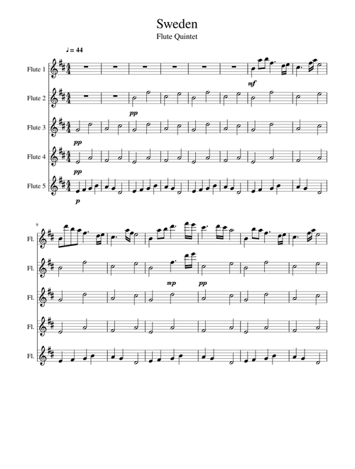 Minecraft: Sweden (Flute Quintet)