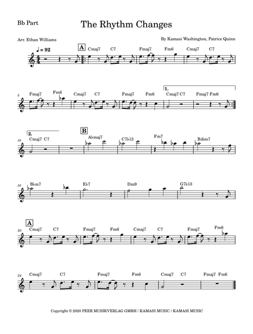 The Rhythm Changes (Arr. Ethan Williams) - Kamasi Washington (Lead Sheet - Fake Book)