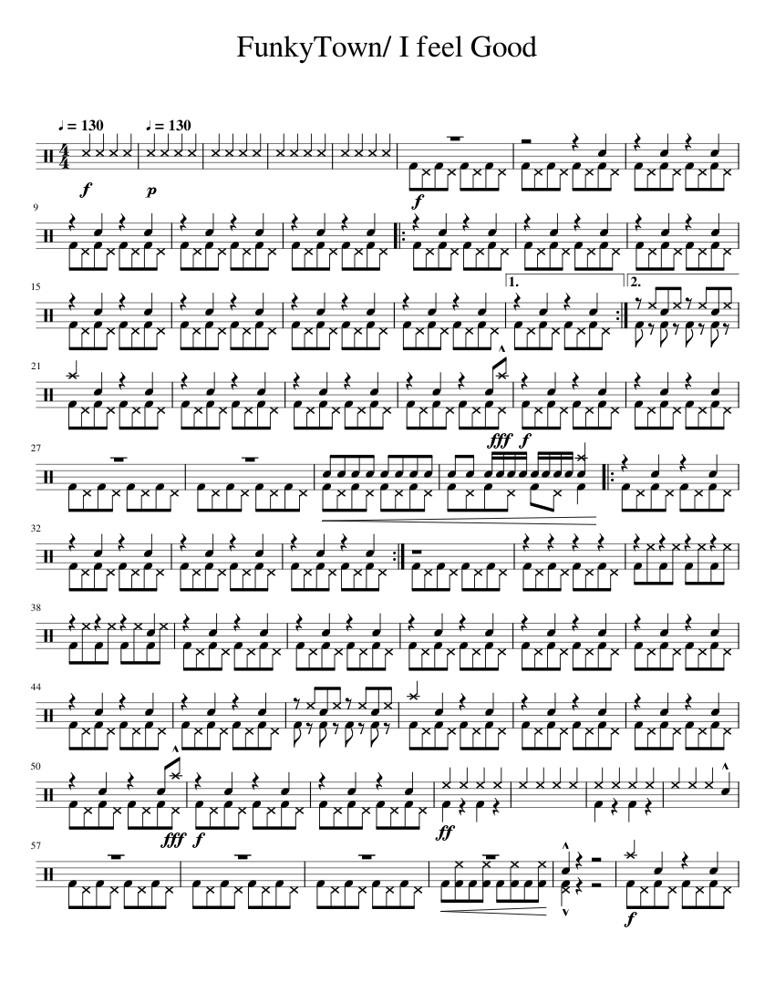 FunkyTown I feel Good Sheet music for Drum group (Solo) | Musescore.com