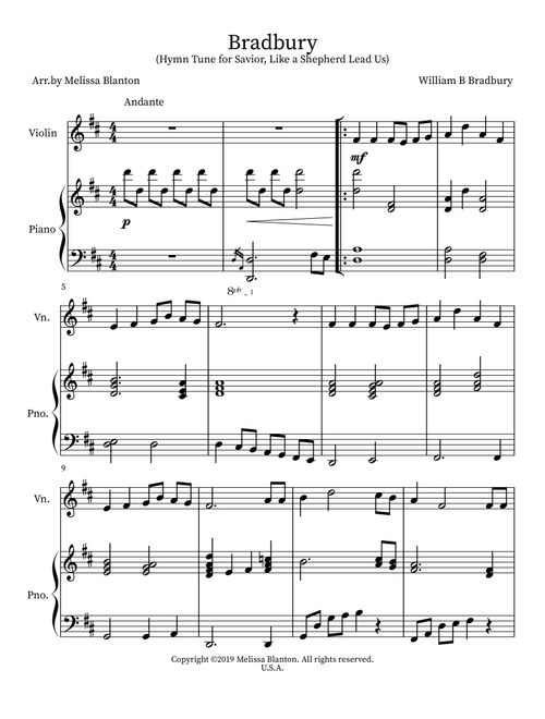 Bradbury (Arr. Melissa Blanton) - William B Bradbury (Small Ensemble)
