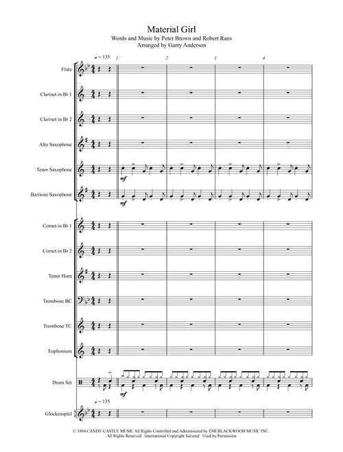 Material Girl (Arr. Garry Anderson) - Madonna (Large Ensemble)