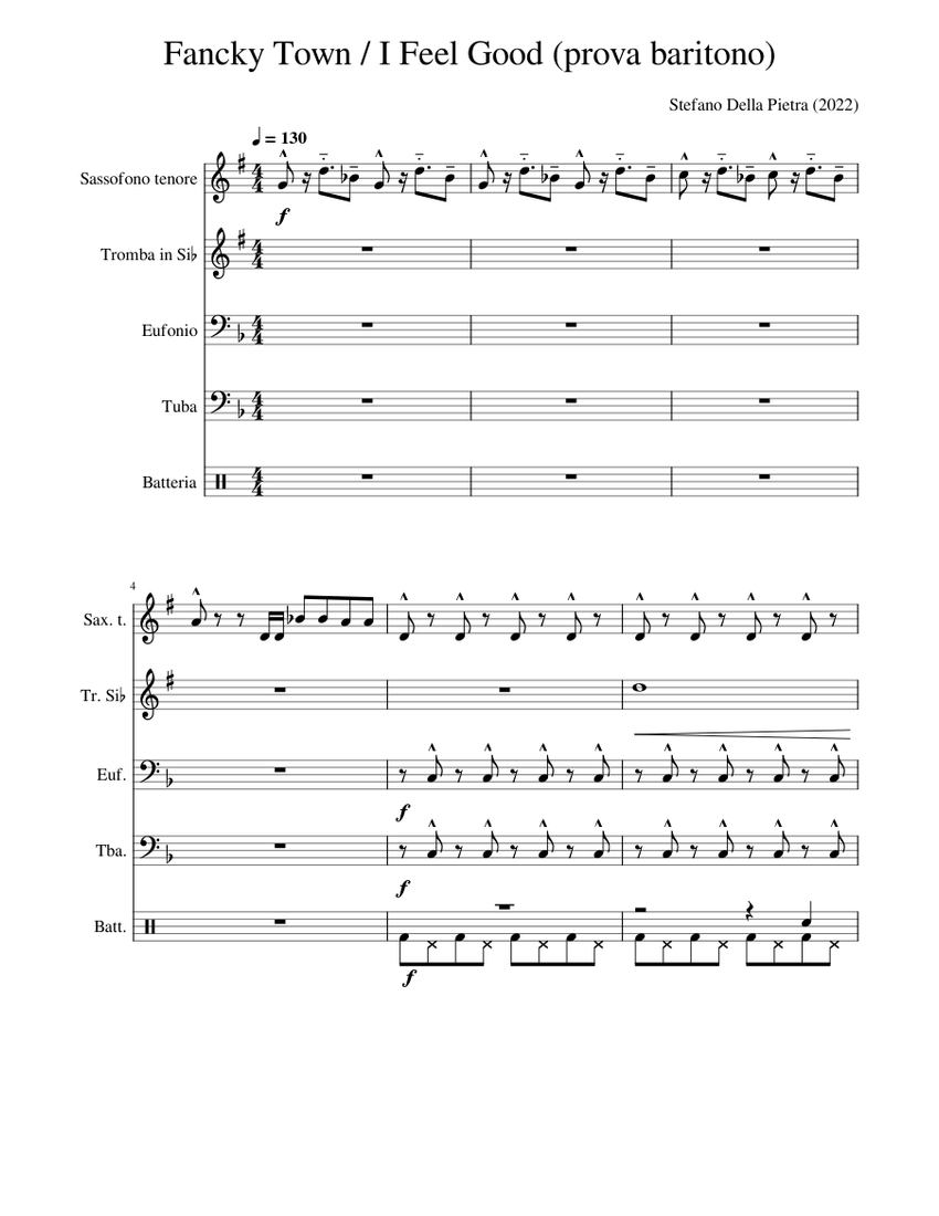 I Feel Good Sheet music for Euphonium, Tuba, Saxophone tenor, Trumpet ...