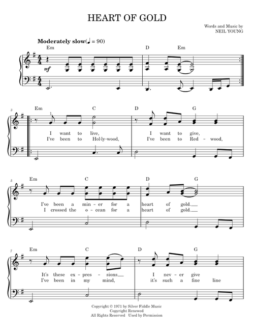 Heart of gold - Neil Young (Easy Piano)