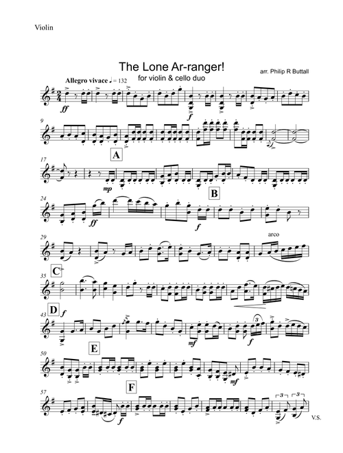 The Lone Ar-ranger! (Violin & Cello) - Set of Parts [x2] - Philip R Buttall (Instrumental Duet)