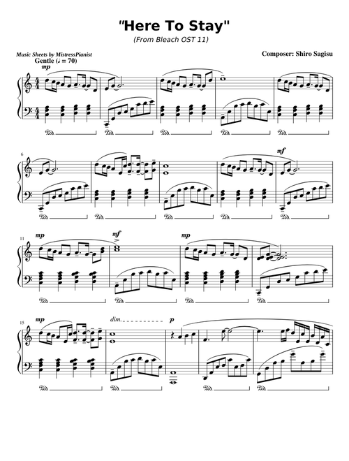 Free Bleach sheet music | Anime hub | Download PDF or print on