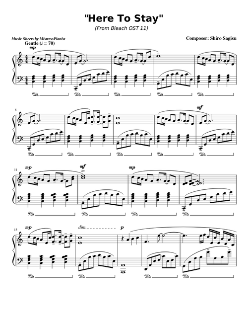 Here to Stay - Bleach (Piano Accompaniment)