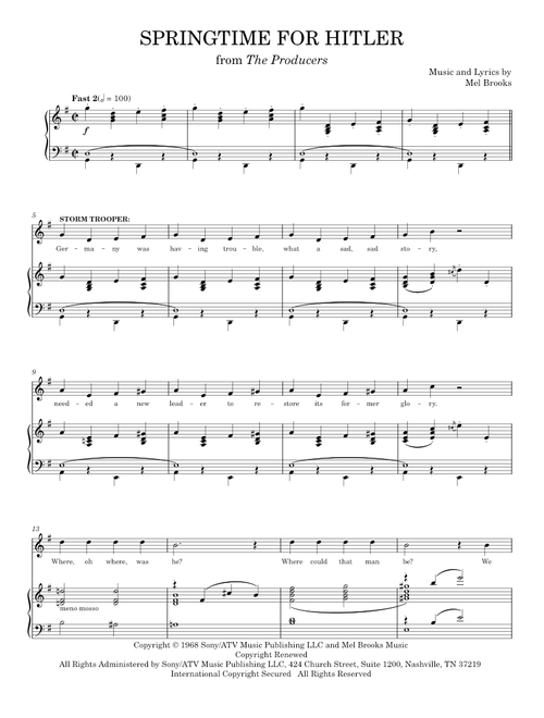 Springtime For Hitler - Mel Brooks (Piano Vocal)
