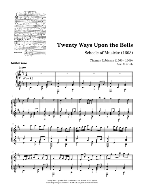 Twenty Ways Upon the Bells – Thomas Robinson (1560 - 1609)