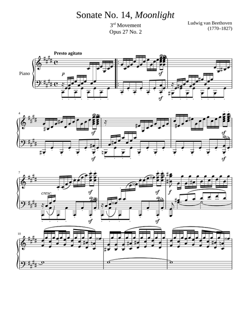 Moonlight Sonata 3rd mvmt. – Ludwig van Beethoven Moonlight Sonata