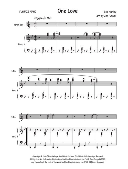One Love (Arr. Jim Funnell) - Bob Marley (Tenor Sax and Piano)