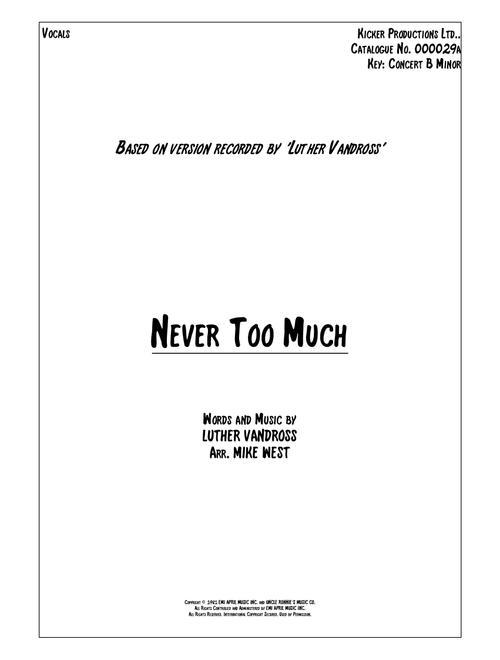 Never Too Much (Arr. Mike West) - Luther Vandross (Vocal Solo)