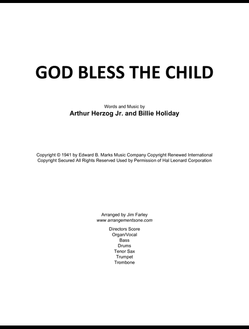 God Bless' The Child (Arr. Jim Farley) - Billie Holiday (Small Ensemble)