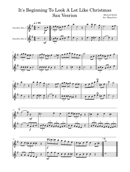 It's beginning to look a lot like christmas – Michael Bubble It's Beginning To Look A Lot Like Christmas - Sax Vesrion