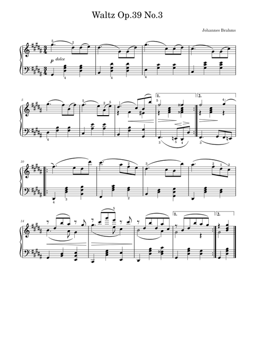 Brahms - Waltz Op.39 No.3