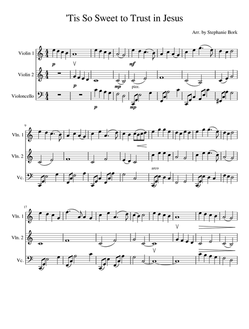 'Tis So Sweet to Trust in Jesus (Arr. Stephanie Bork) - William J. Kirkpatrick (String Ensemble)