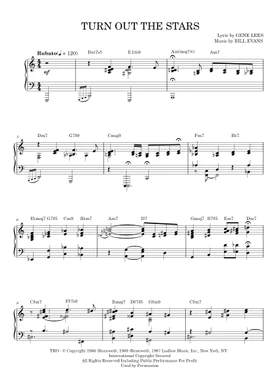 Free Turn Out The Stars by Bill Evans sheet music | Download PDF
