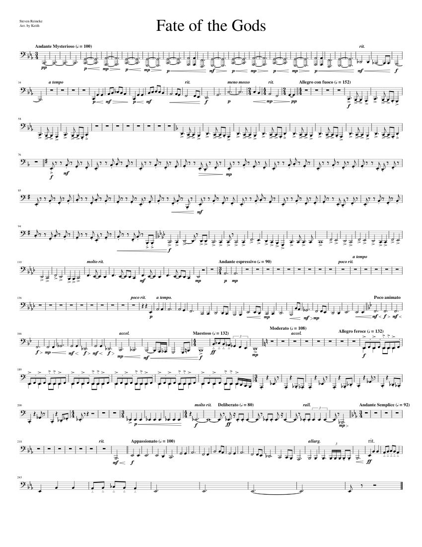 Fate of The Gods Tuba Part Sheet Music for Tuba (Solo) | MuseScore.com