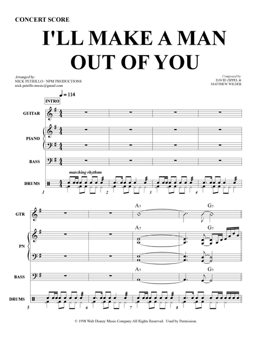 I'll Make A Man Out Of You (Arr. Nick Petrillo) - David Zippel, Matthew Wilder (Small Ensemble)
