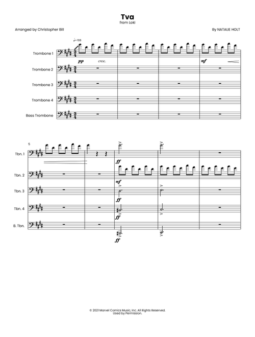 Tva (Arr. Christopher Bill) - NATALIE HOLT (Small Ensemble)