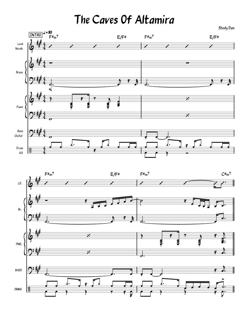 The Caves Of Altamira Steely Dan Sheet Music For Piano Vocals Bass   Score 0 @850x1100