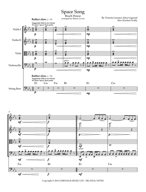 Space Song (Arr. Sherry Lewis) - Beach House (String Ensemble)