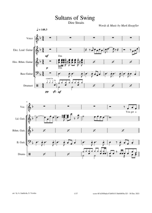 Play Official version of Sultans of swing Sheet Music by Dire