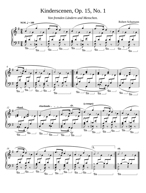 Kinderscenen, Op. 15, No. 1 (Von fremden Ländern und Menschen) - Robert Schumann