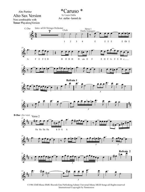 Caruso (Arr. stefan-lamml.de) - Andrea Bocelli (Alto Sax Solo)