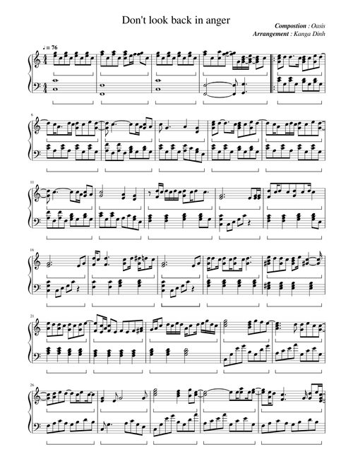 Don't Look Back In Anger – Oasis (Piano version)