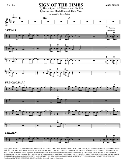 Sign Of The Times (Arr. Jorge Juárez) - Harry Styles (Alto Sax Solo)