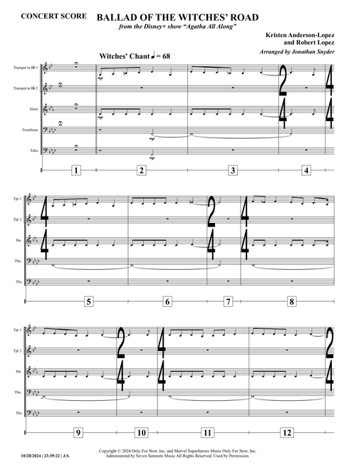 The Ballad Of The Witches' Road (Sacred Chant Version) (Arr. Jonathan Snyder) - Robert Lopez, Kristen Anderson-Lopez (Brass Ensemble)