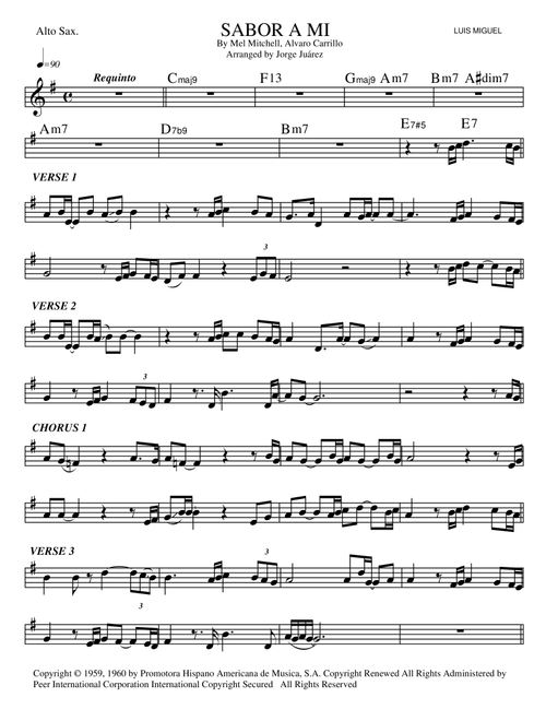 Sabor A Mi (be True To Me) (Arr. Jorge Juárez) - Alvaro Carrillo (Alto Sax Solo)