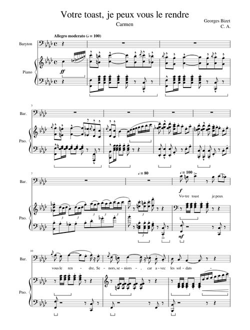 Votre toast, je peux vous le rendre - Opéra Carmen avec les paroles