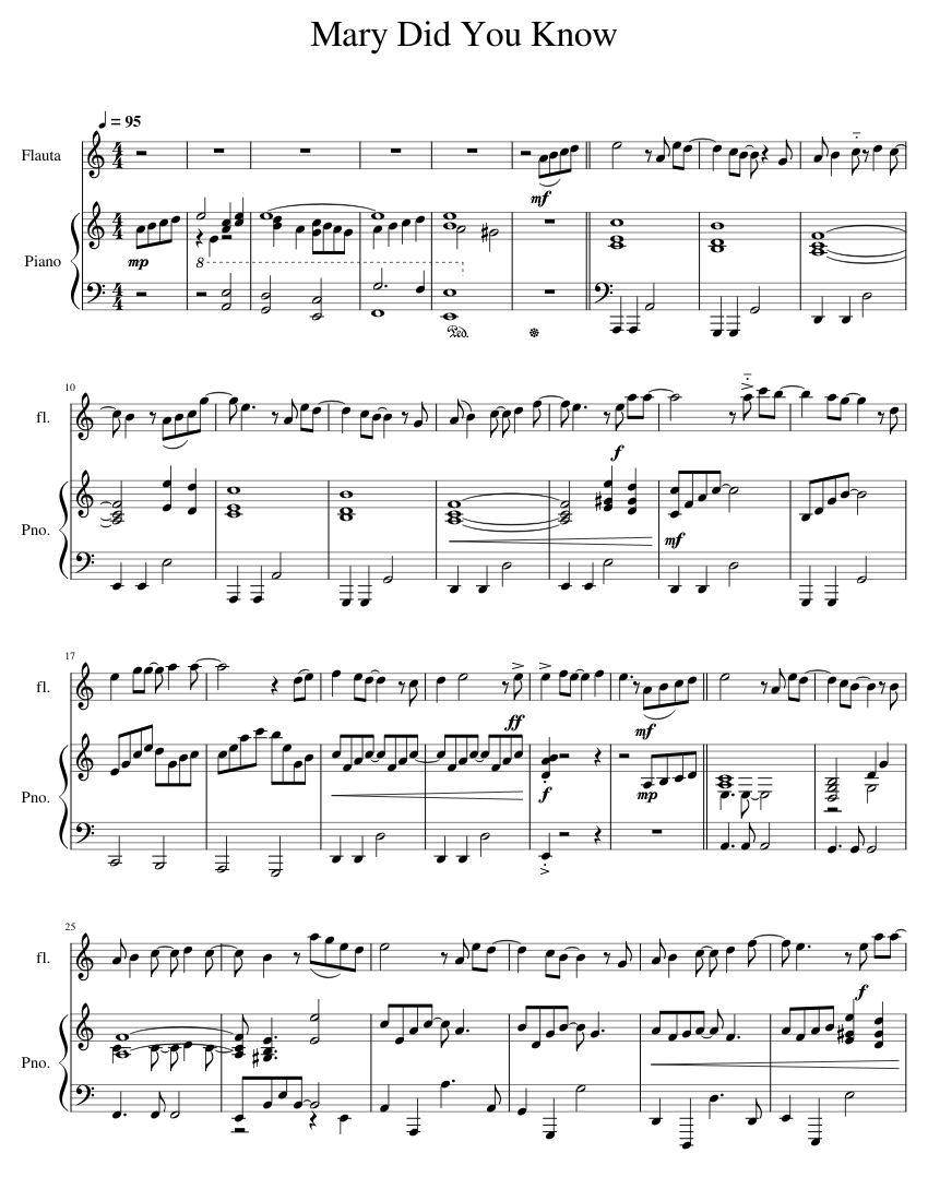 Mary Did You Know? – Buddy Greene Sheet Music for Piano, Flute