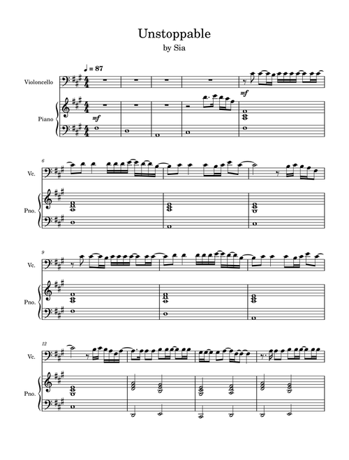 Unstoppable (Arr. Anya Alston) - Sia (Cello and Piano)