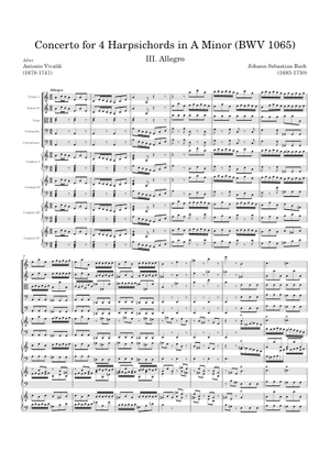 Hsb　ポケットスコア BWV 1065 Concerto for Four Harpsichords in A Minor Sheet Music for
