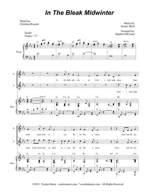 In The Bleak Midwinter (Duet for Soprano and Tenor Solo) (Arr. Stephen DeCesare) (Voice Duet and Piano)