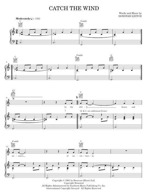 Catch the wind - Donovan (Piano-Vocal-Guitar)