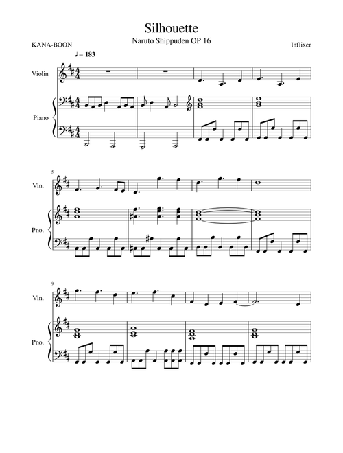 Naruto Shippuden - Silhouette (Piano & Violin)