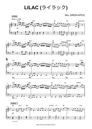 Lilac / ライラック - Mrs.GREEN APPLE Sheet Music with Chords for