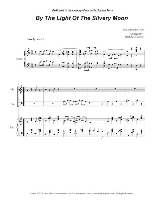 By The Light Of The Silvery Moon (Duet for Violin and Cello) (Arr. Stephen DeCesare) (Instrumental Duet and Piano)