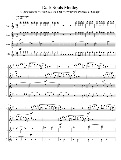 Dark Souls – Motoi Sakuraba Dark Souls Medley for Flute Quartet