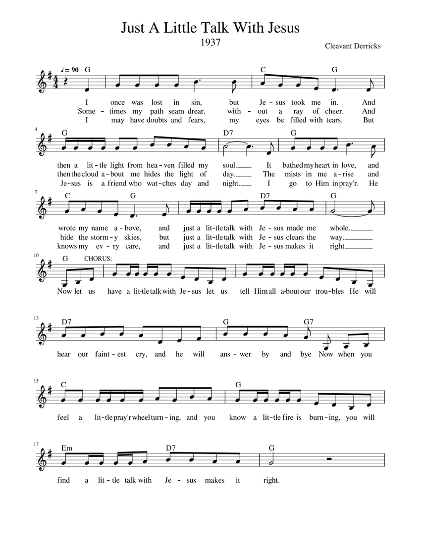 Just A Little Talk With Jesus Sheet music for Piano (Solo)