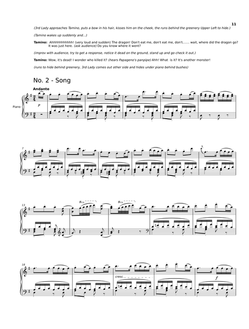 The Magic Flute: One Act Children's Opera: No. 2 - Song