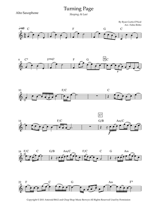 Turning Page (Arr. Fabio Britto) - Sleeping At Last (Alto Sax Solo)