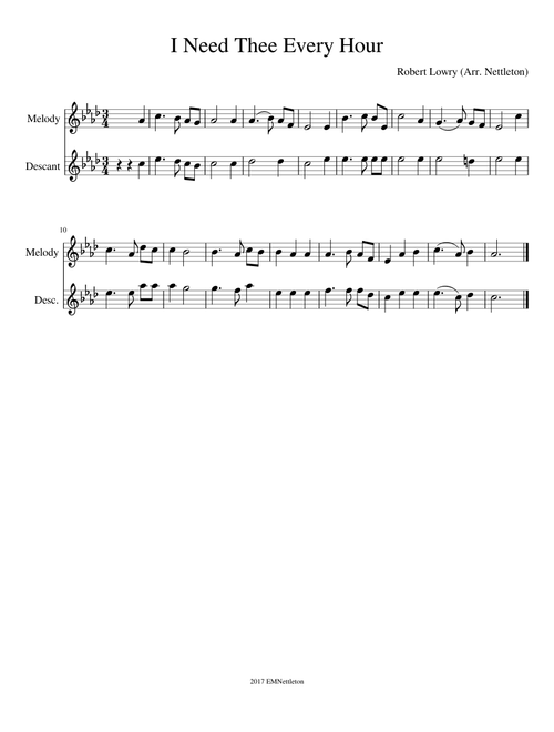 I Need Thee Every Hour - Descant