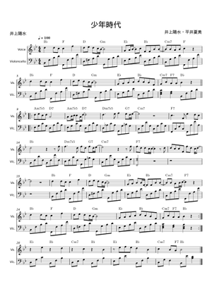 少年時代 - 井上陽水 Sheet Music with Chords for Piano (Solo) easy